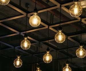 Lightbulbs hanging on the ceiling